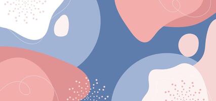 Modern Hand Drawn Abstract Shapes and Lines in Pastel Colors - Contemporary Background vector