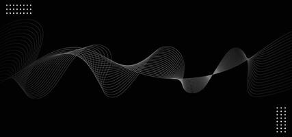 Abstract Glowing Wave Lines on Black Background - Modern Flowing Wavy Lines Illustration vector