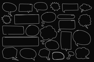 Hand-Drawn Speech Bubble Doodle Set with White Specs on Black Background - Illustration vector