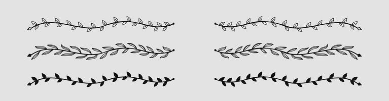 Hand-Drawn Nature Floral Vine Line Divider for Text Layout Separator Decoration Element Collection vector