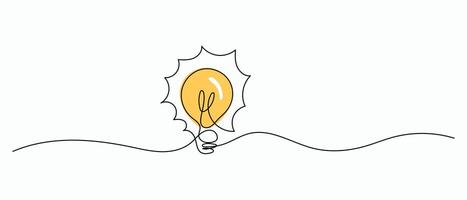 Concept of idea with lightbulb with single line illustration vector