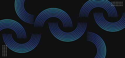Dark Blue Abstract Background with Glowing Circle Lines - Geometric Line Art Design in Shiny Blue. illustration vector