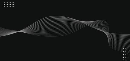 Abstract Glowing Wave Lines on Black Background - Modern Illustration vector