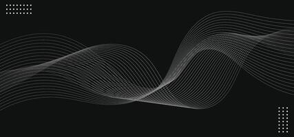 Dynamic Glowing Wave Pattern on Black Background - Design vector