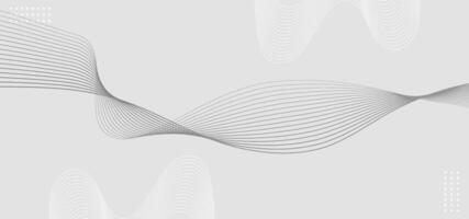 Abstract Gray Glowing Wave Lines on Gray Background - Modern Illustration vector