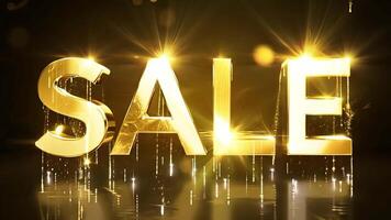 Illuminating golden sale text with dynamic sparkling light effects. Ideal for promotional videos and advertising campaigns