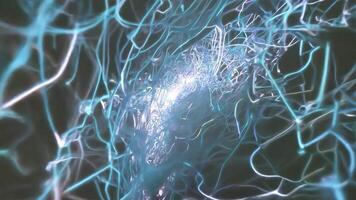 Blue energy flows through a complex network of interconnected lines, creating a dynamic and abstract visual representation video