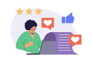 Copywriter web concept with flat cartoon people for website design. vector
