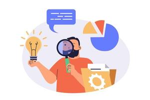 Creative business web concept with flat cartoon people for website design. vector