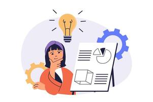 Creative business web concept with flat cartoon people for website design. vector
