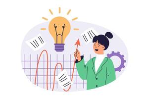 Business analytics web concept with flat cartoon people for website design. vector