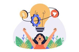 Creative business web concept with flat cartoon people for website design. vector