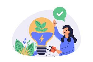 Green sustainable environment web concept with flat people for website design. vector