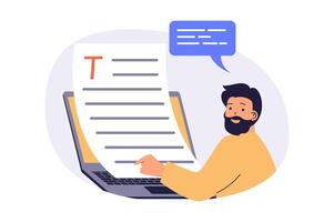 Copywriter web concept with flat cartoon people for website design. vector