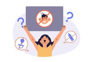 Childfree by choice web concept with flat cartoon people for website design. vector