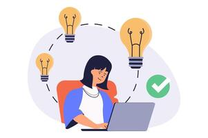 Creative business web concept with flat cartoon people for website design. vector