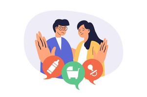 Childfree by choice web concept with flat cartoon people for website design. vector