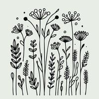 illustration of a hand drawn flower garden vector