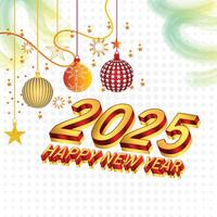 2025 Happy New Year with gold and red design New year background Greeting Card, Banner, Poster template vector