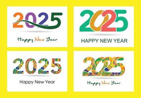 Happy New Year 2025 Background Design. Colorful New Year 2025 set Design Template vector