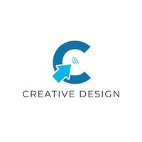creative C cursor click icon logo design vector