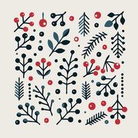Christmas tree and berries pattern vector