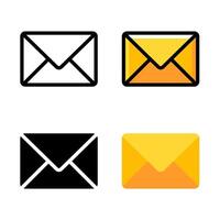 Email envelope icon set. Suitable for email app icon element. Unread email message inbox. vector