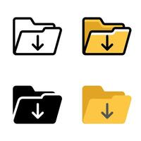 Folder download icon set. Suitable for computer document sharing. Computer ui ux folder management. vector