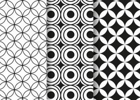 Line art Chinese pattern set. Black and white geometric outline pattern vector