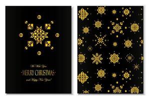 Greeting card Christmas banners with black and gold. Congratulation card vector