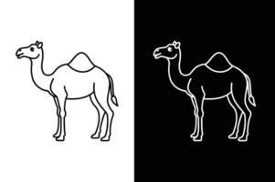 Camel Outline Design. Minimalist Black Line Art Icon vector