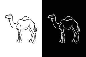 Camel Black Stroke Line Art. Sleek Linear Icon vector