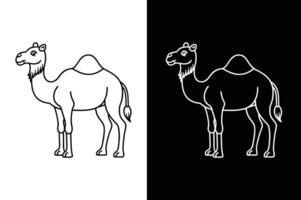 Elegant Camel Line Art. Simple Design and Silhouette Icon vector