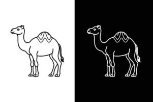 Elegant Black Stroke Camel Line Art. Minimalist Icon Design vector