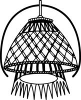 A black and white drawing of a hanging lamp vector