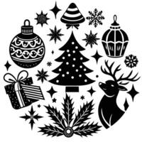 Christmas icons in a circle vector