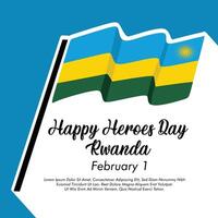 February 1 Rwanda heroes day illustration design and happy heroes day or Rwanda flag illustration vector