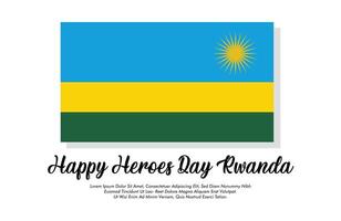 February 1 Rwanda heroes day illustration design and happy heroes day or Rwanda flag with white background vector