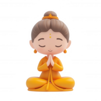 A cheerful cartoon figure of a meditating enlightened person in a serene pose. png