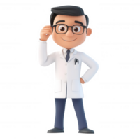 A friendly cartoon doctor character in a lab coat, ready to provide medical advice. png