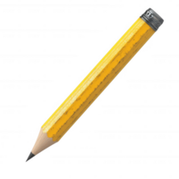 A simple yellow pencil placed on a white background, ideal for creative projects. png