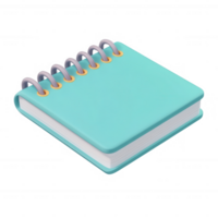 A stylish turquoise spiral notebook for notes and creative ideas. png