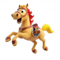 A cheerful cartoon horse with a vibrant mane, ready for fun adventures. png