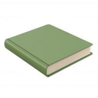 A simple green book resting on a surface, symbolizing leisure reading and knowledge. png