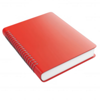 A vibrant red spiral notebook ideal for notes, sketches, and creative ideas. png
