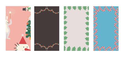 Christmas and New Year vertical background frames vector