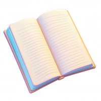 An open notebook with blank pages ready for notes, sketches, or creative ideas. png