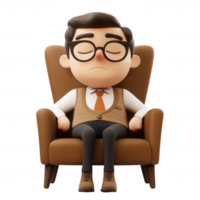 A relaxed character seated comfortably, evoking a sense of calm and contemplation. png