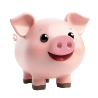 A cute, smiling cartoon pig with a cheerful expression, perfect for children's media. png
