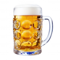 A frothy mug of beer filled with golden liquid, ideal for celebrations and gatherings. png